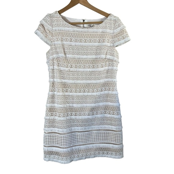 ELIZA J Cap Sleeve White Lace Mini Dress - Picture 3 of 11